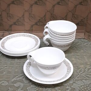 12 pc Corelle "Woodland" cups & saucers.